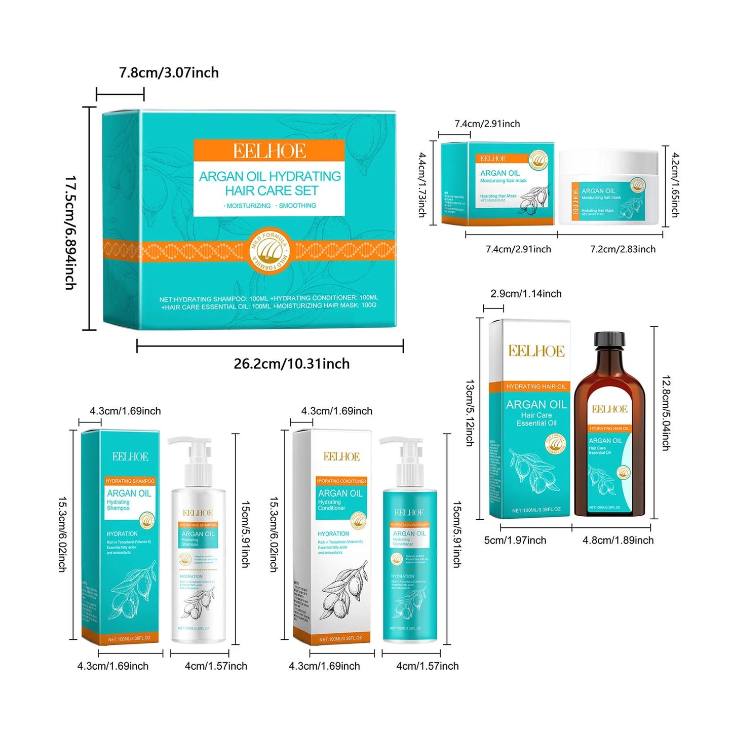مجموعة إيلوه للعناية بالشعر المرطبة بزيت الأرغان