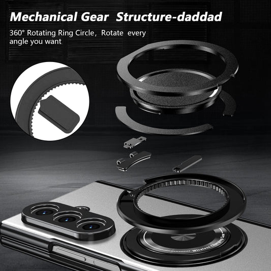 Magnetic Ring Kickstand Case with Tempered Glass