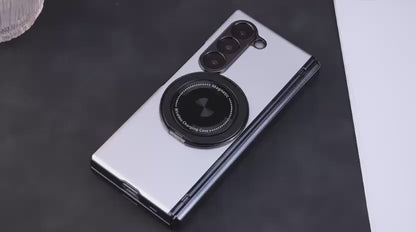 Magnetic Ring Kickstand Case with Tempered Glass